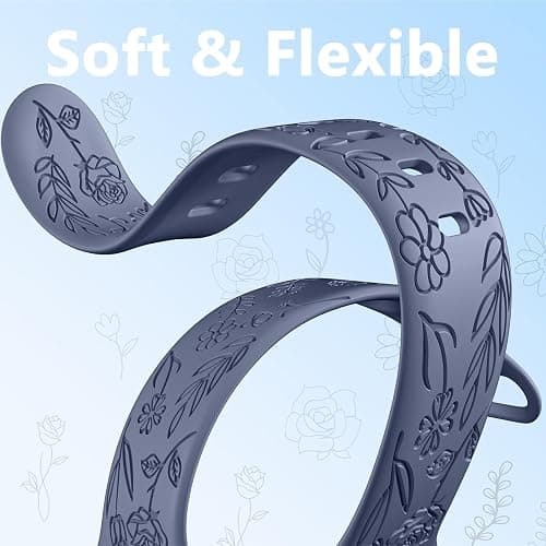 SNBLK 6 Pack Floral Engraved Bands Compatible with Apple Watch Bands 40mm 41mm 42mm 38mm 44mm 45mm 46mm 49mm Women Men, Silicone Flower Pattern Strap for iWatch Series 11 10 Se Ultra 9 8 7 6 5 4 3 2 1 thumbnail 5