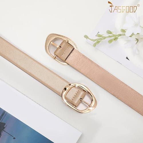 Women Leather Belt for Jeans Pants Ladies Casual Waist Belt Fashion Women Belt with Gold Buckle thumbnail 2