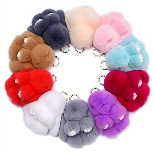 Fluffy Bunny Keychain Plush Lulu Bunny Keychain for Women, Soft Rabbit Cute Bag Charms for Easter Birthday Gift thumbnail 7
