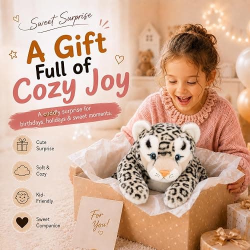 Lightly Weighted Stuffed Animals Snow Leopard Plush 12" for Kids & Adults | Ultra Soft Huggable Fell,Cozy Comfort Companion,Cute Room Decor,Ideal Gifts for Birthdays Holidays Christmas thumbnail 6