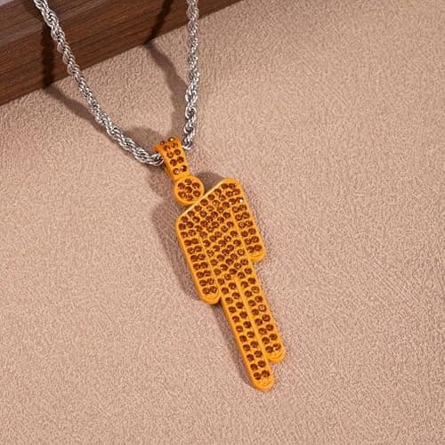 EPRHAY Men's Women's Colourful Rhinestone Human Necklace,Shining Multi-coloured Diamond Humanoid Shape Pendant,Unique Bad Guy Villain Stainless Steel Necklace,Hip Hop Ornament Jewelry Gifts thumbnail 4