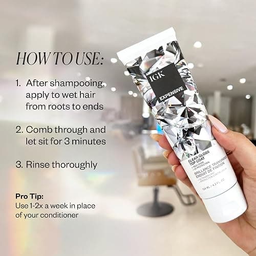 IGK - EXPENSIVE - Clear Hair Gloss Treatment – Shine-Boosting Top Coat for Glass Hair – Hair Treatment for Smooth, Polished Finish – Clear Gloss for Hair Sheen and Silkiness - Cruelty Free 4.2oz thumbnail 4