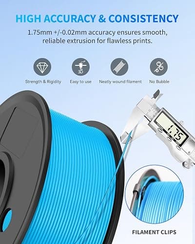 JAYO 3D Printer Filament Bundle, Glow in The Dark PLA Filament 1.75mm, 250g Spool, 4 Rolls, 1kg in Total, Luminous Green, Blue and Red, White thumbnail 6