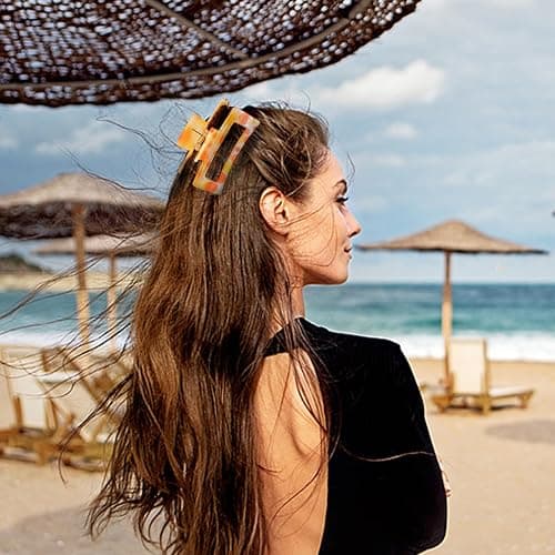 Hair Accessories gift,9PCS Summer Beach claw clips, Hawaiian Flower Hair Clips Non Slip for Thick Thin Hair,colorful hair clips set for girls women thumbnail 6