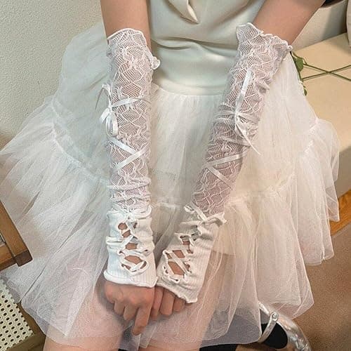 Tsffae Frauen Lolita Jk Spitze Fingerlose Handschuhe Gothic DIY Strapping Sleeve Kleidung Zubehör Elastische Mesh Punk Handschuhe Für Mädchen thumbnail 3