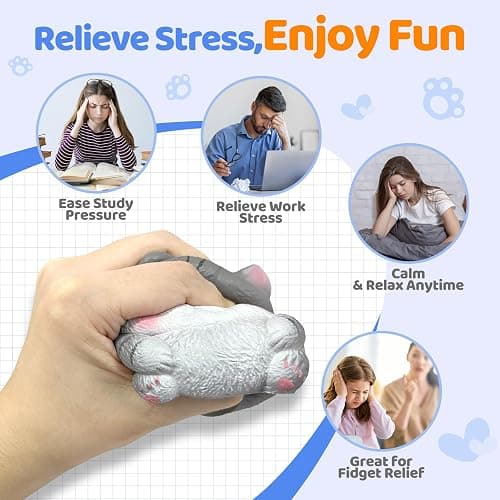 Reenovan Cat Squishy Toy, Soft TPR Stress Relief Sensory Squeeze Toys, Cute Kawaii Desk Toy, Birthday Gift and Party Favor for Kids and Adults thumbnail 5