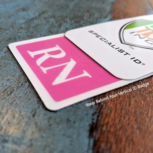 Pink RN Badge Buddy - Vertical - Heavy Duty Spill Proof & Tear Resistant Cards - Double Sided- Quick Role Identifier ID Buddies for Registered Nurse - Printed in The USA by Specialist ID thumbnail 6