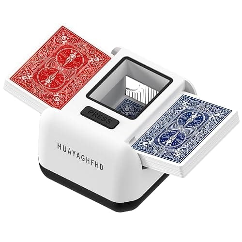 HUAYAGHFHD Automatic Card Shuffler|1-2 Deck Electric Card Shuffle Machine|Portable Rechargeable (2000mah)|for Poker, Uno, Blackjack, Skip-Bo, Phase 10 More Playing Shuffler for Home Game,Travel - Image 1