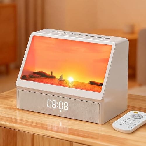 Gemmac Sunrise Alarm Clock Night Light, Hatch Alarm Clock for Adults with Sound Machine Bluetooth Speaker White Noise Sound Machine Sunrise Clock Night Lamp for Nightstands Room Decor Gifts Ideas - Image 1