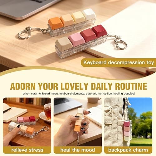 2 Pack Slient and Clicky Keyboard Fidget Toy – Creamy, Stress Relief Fidget Clicker Keychain,Quiet Anxiety Toys for Adults at Work, Travel, Home – Anxiety Relief & Focus Boost thumbnail 4
