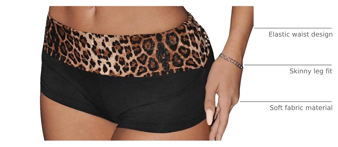 SweatyRocks Women's Leopard Print Mini Shorts Color Block Drop Waist Y2K Streetwear Shorts thumbnail 4