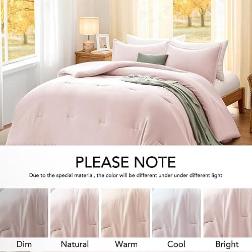 Quataly King Comforter Set Blushpink,3PCS Soft Lightweight Breathable Bedding Comforter Sets for All Season, King Size(104''×90'' Comforter & 2 Pillowcases) thumbnail 5