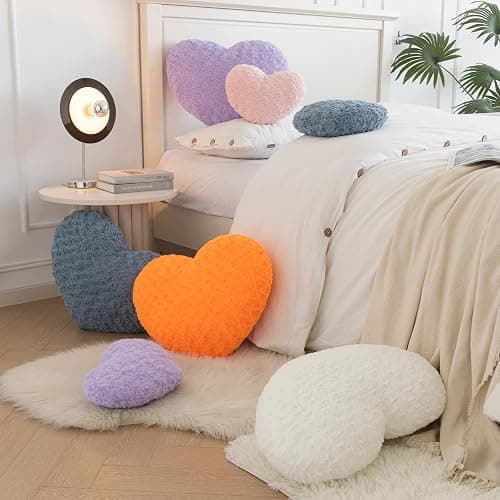 ZCNYCLAM Heart Pillow, Soft Heart Shaped Pillow with Room Decorative Throw Pillows for Bed Couch Chair Sofa, Heart Shaped Cute Throw Pillow Cushion for Bedroom Living Room (Orange, Mini 12.9" x 9.8") thumbnail 5