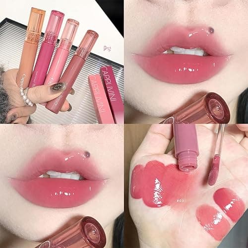 Pakivs 6 Colors Hydrating Plumping Lip Gloss Set,Glossy,Natural Color, Long-lasting Waterproof Moisturizing Shimmer Jelly Lip Glaze Tinted Lip Balm,Mirror Liquid Water Glow Lipstick thumbnail 5