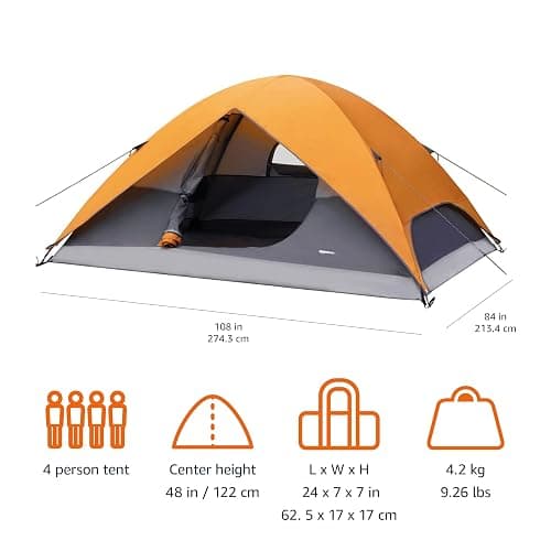 Amazon Basics Dome Camping Tent with Rainfly and Carry Bag thumbnail 5