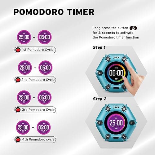 Pomodoro Timer, Magnetic Visual Timer with Flip Countdown, Silent & Alarm, Tools for Anyone, Cube Digital Timer for for Work, Kitchen Cooking, Study, 3/5/10/25/30/60min & Custom Countdown - Turquoise thumbnail 5