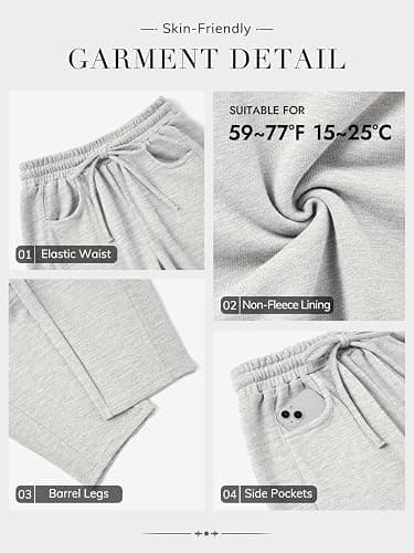 ATHMILE Barrel Sweatpants Women Fall Fashion Wide Leg Pants 2025 Baggy Lounge Comfy Flowy Sweat Pants with Pockets thumbnail 6