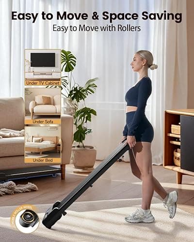 Walking Pad Treadmill for Home - Under Desk Treadmills Portable Mini Compact Walk Pads for Small Spaces Office Indoor Apartment Floor Flat Running Machine with Remote Quiet Lightweight thumbnail 6