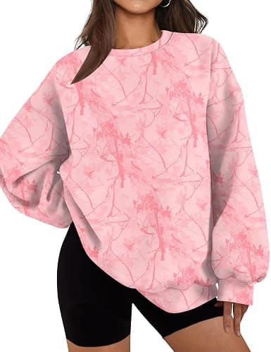 LOMON Oversized Sweatshirt for Women Crewneck Long Sleeve Casual Fleece Tops Graphic Hoodies Pullover Sweater - Image 1
