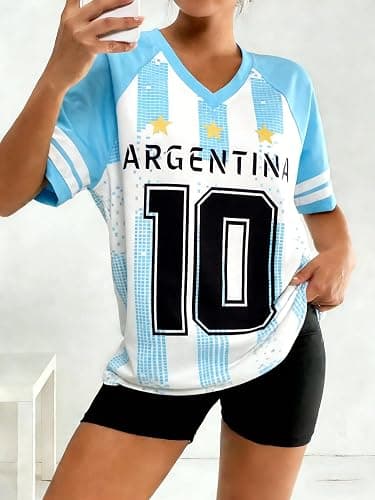 Soccer Jersey Shirts Women Soccer Cup 2026 Argentina Brazil Soccer Jersey Oversized Soccer Mom Tshirts Y2k Fans Tee Tops thumbnail 4