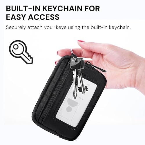 YDF The Iris Wallet for Women Mini Zip Card Case with Clear ID Window Zipper Coin Purse Lightweight Portable Keychain Wallet thumbnail 5
