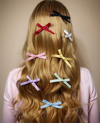 JGQUR 24PCS Hair Ribbons for Women - Small Hair Bows, Thin Bows for Girls, Ribbon Hair Clip Cute Hair Accessories for Daily Use, Birthday Gifts for Her, 8 Colors thumbnail 4