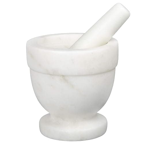 Creative Home Handcrafted 4 inch Mortar and Pestle Solid Marble Grinder for Spices and Herbs Artisan Carved from Yushan Marble Elegant and Durable for Everyday Cooking, 4 Diam. x 4 H Inch - Image 1