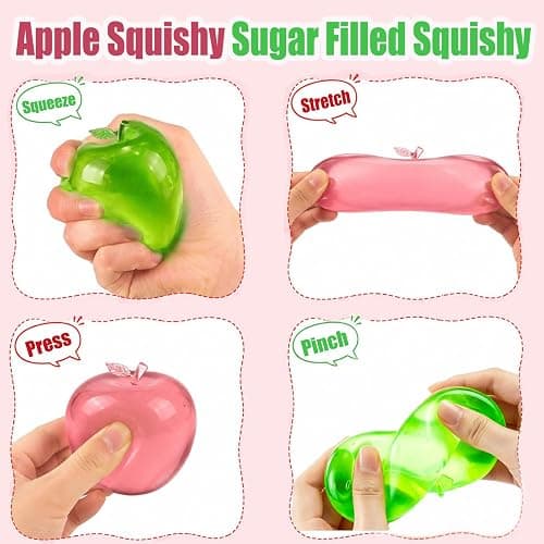 2PCS Apple Squishy Toys, Slow Rising Squishy Fidget Toys, Sugar Squish y Apple Fidget Squish y Fruit Squish y Sensory Toy Gift for Kids Adults thumbnail 5