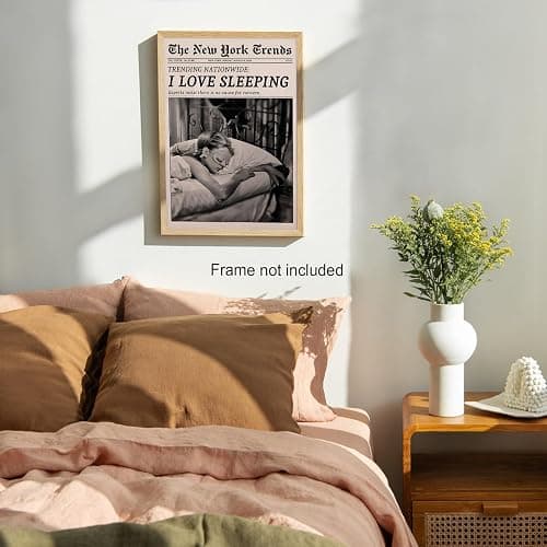 Retro Black and White Feminist Wall Art Newspaper Aesthetic Canvas Posters Vintage Funky Girl Sleeping Prints for Girly Dorm Bedroom Wall Decor 12x16in Unframed thumbnail 6