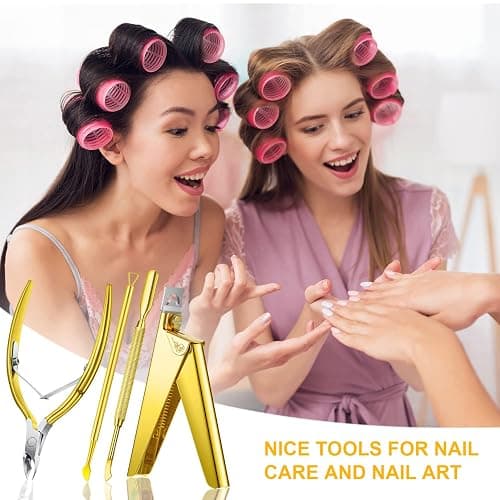 Mudder Acrylic Nail Clippers Kit False Nails Tips Cutter Professional Cuticle Trimmer Nipper Cutter Pusher Remover Stainless Steel Manicure Pedicure Art Tools Set Salon Home(Golden) thumbnail 8
