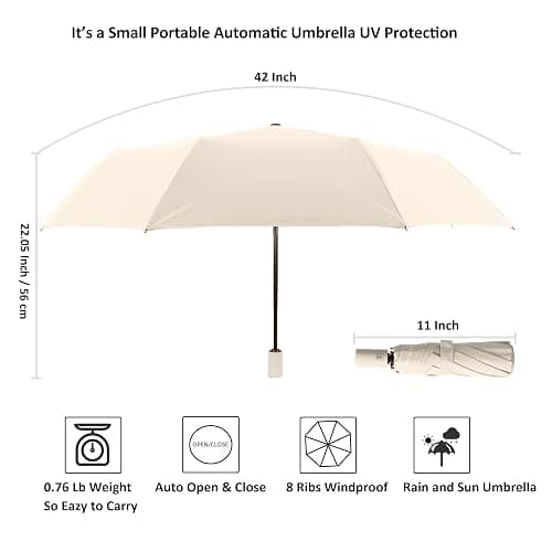 BAODINI Small UV Protection Travel Umbrella Compact for Rain and Sun UPF 50+ Windproof Portable 42 inch Umbrella for Women and Men thumbnail 6