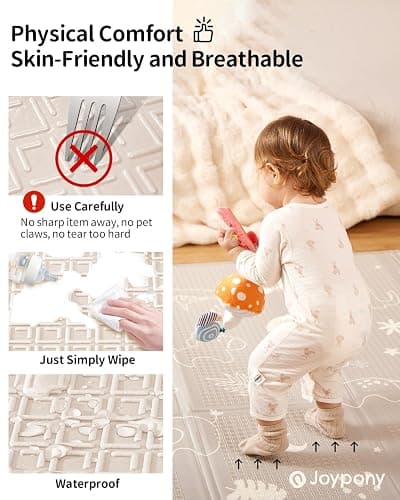 Joypony Baby Play Mat 79x 71 Inch, Extra Large Foldable Play Mats for Babies and Toddlers, Waterproof & Anti-Slip Portable Baby Floor Mat for Tummy Time, Non Toxic Foam Play Mat for Floor Travel Bag thumbnail 6