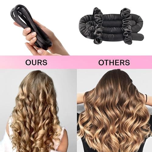 Lanzhire No Heat Overnight Curling Headband for Long and Short Hair - Thin Heatless Curlers to Sleep In (Black) thumbnail 5