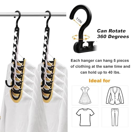 12-Pack-Closet-Organizers-and-Storage,Clothes-Organizer-Hangers for Heavy Clothes Sturdy Home Closet Organization and Storage,College-Dorm-Room-Essentials for Girls,Cloth-Storages-Space-Saving-Hangers thumbnail 6