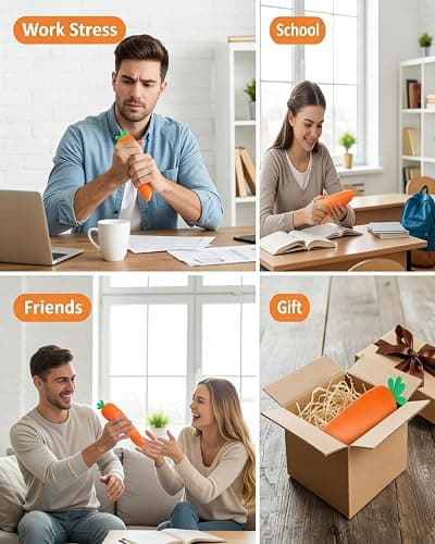 Giant Carrot/Strawberry/Dragon Fruit/BananaSquishy Stress Ball 4.5 Inch Jumbo Vegetable Slow Rise Sensory Fidget Toy Moldable Realistic Relaxing Easter Basket Stuffers Essentials(Carrots,1pc) thumbnail 5