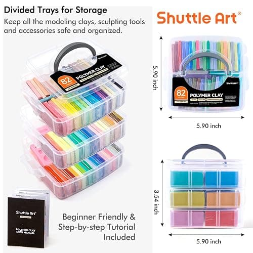 Shuttle Art 82 Colors Polymer Clay Kit, Oven Bake Clay for Kids, 19 Sculpting Tools, 16 Accessories, Non-Toxic, Non-Sticky DIY Crafts for Kids Adults thumbnail 9