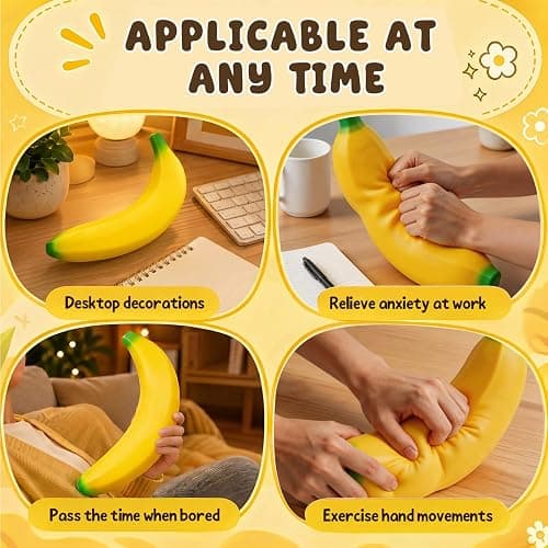 18In Giant Banana Squishy, 2026 New Jumbo Bannana Squishy Squeeze Toy, Slow Rising Soft Squishys Bananas Toys for Stress Relief thumbnail 6