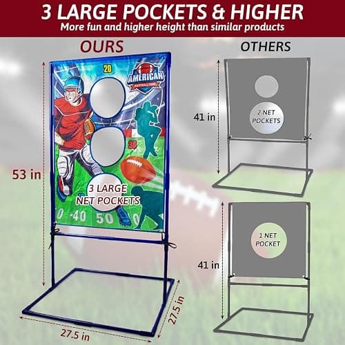 Punieayi Football Toss Game with 4 Inflatable Balls, Football Throwing Target Games for Boys 8-12, Sports and Outdoors Toys for Kids Ages 3+ thumbnail 2