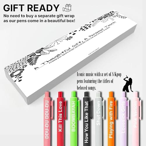 Kpop Blackpink Inspired Pen Set, Cute K pop Gel Pens, Black Pink Blinks Gifts Merch, Music Birthday Party Favors for Music Fans thumbnail 7