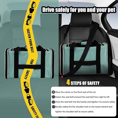 Cat Carrying Case Pet Dog Carrier Soft-Sided Cat Bag Airline Approved, Pet Travel Carrier Up to 15 Lbs, Collapsible Cats Carrier Dog Carrier for Medium Small Cats Dogs(17x11x11 Green) thumbnail 4