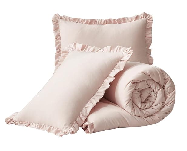 Chezmoi Collection Nora Blush Comforter Set Full Size 3-Piece Fluffy Soft Stone-Washed Ruffled Shabby Chic Bedding for All Season thumbnail 9