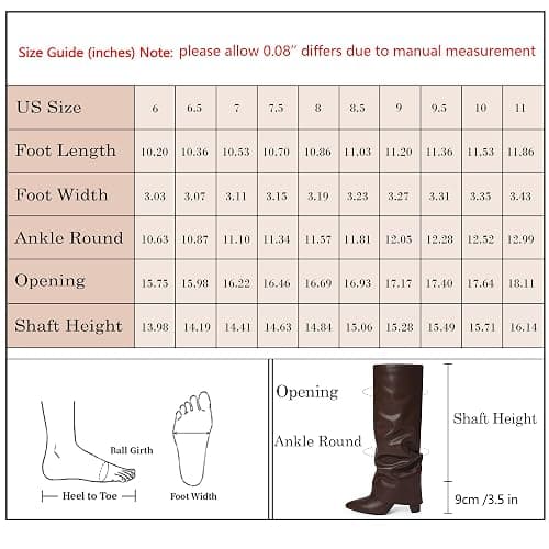 Modatope Knee High Boots Women Fold Over Knee High Boots Chunky High Heels Long Boots Zipper Pointed Toe Dress Tall Boots for Women thumbnail 2