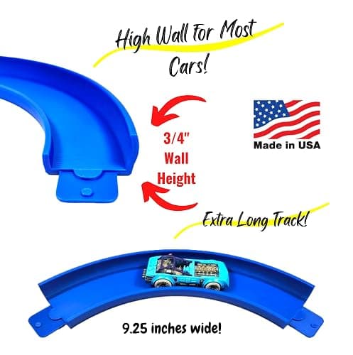 90 Degree Curved Tracks Compatible with Hotwheels Racing Tracks - Set of 4 with 180 Degree Connection thumbnail 3