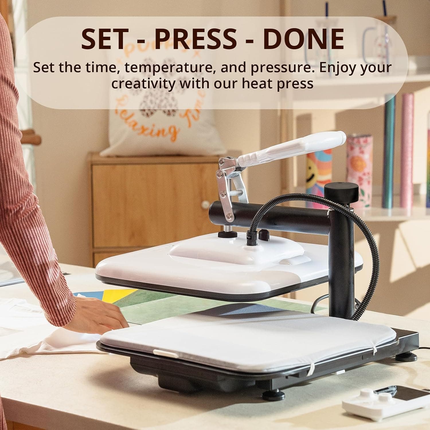 LOKLIK Heat Press Machine for T Shirts - Swing Away15x15 Heat Press Machine - Professional Heat Press for Sublimation, Vinyl, Heat Transfer Projects, Heats Up Fast & Distribute Heat Evenly (White) thumbnail 7