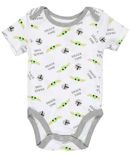 Star Wars Infant Baby Boys The Mandalorian Snack Time Grogu Baby Yoda One Piece Romper 3 Pack thumbnail 4