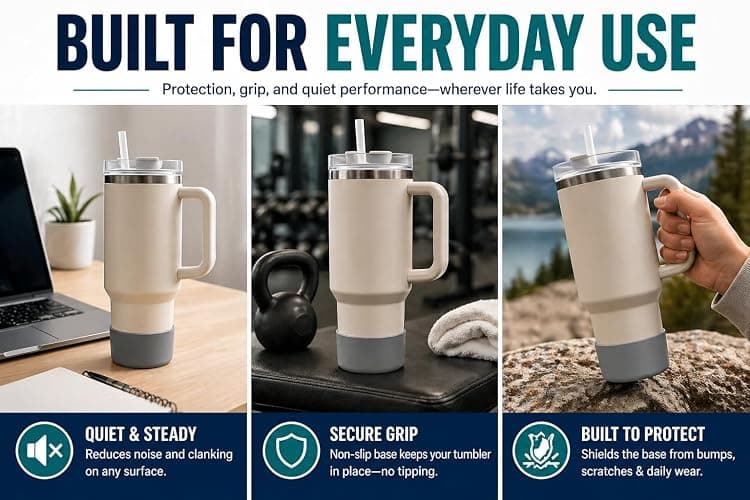 Jaxabby Products 2-Pack Silicone Tumbler Boots for 2.90–2.95 in Bases | Fits select Stanley Quencher, Owala 40 oz, YETI Rambler, ThermoFlask and Contigo tumblers; includes 2 silicone boots. thumbnail 5