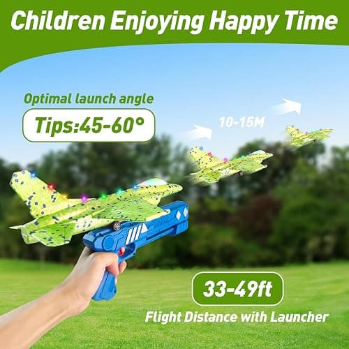 3 Pack Airplane Launcher Toys, 13.2 inch LED foam 2025 F-15 Eagle fighter jet ＆ Glider Catapult Plane for Boys, Flying Toys Christmas Birthday gifts for Boys Girls 4 5 6 7 8 9 10 11 12 Year Old thumbnail 5