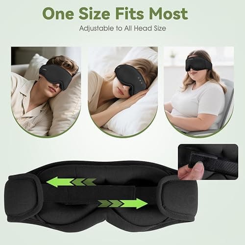 MUSICOZY Sleep Mask Headphones | 100% Blackout 3D Organic Bamboo Cotton Eye Mask for Travel & Restful Sleep,Shift Work | Bluetooth 5.4 Sleep Headphone Cool Gadgets Gift for Men & Women! thumbnail 7