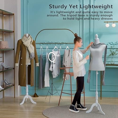 Bonnlo Female Dress Form Pinnable Mannequin Body Torso with Wooden Tripod Base Stand (White, 6) thumbnail 6
