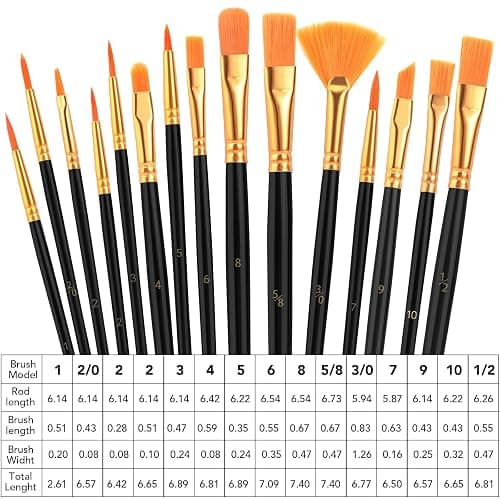 AROIC Acrylic Paint Brush Set,1pack/15pcs Nylon Hair Acrylic Painting Brush,Watercolor Rock Face Painting Brush, Artist Craft Brush Supplies, Paint Brush Set for All Purposes Children Adult Painting. thumbnail 3